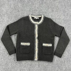 Gerard Darel Sweater Womens Small Black Mohair Blend Button Pockets Cardigan